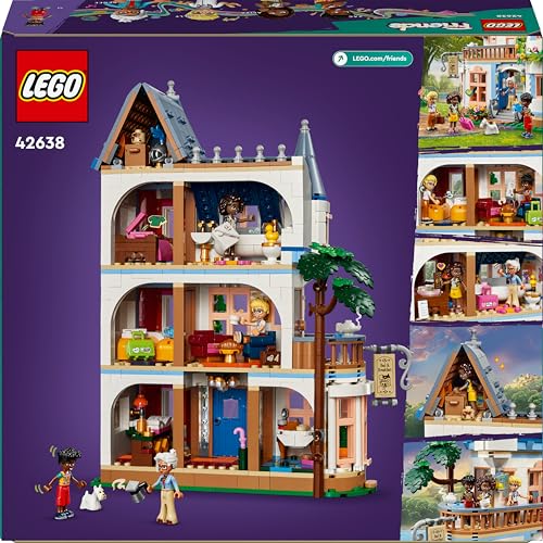 LEGO Friends Hostal del Castillo de Juguete, Juego con Hotel y 4 Mini Muñecos, Regalo para Niñas y Niños de 12 Años o Más, Figura de un Perro y Accesorios, Decoración para la Estantería 42638