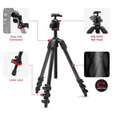 Manfrotto 055XPRO AS, Trípode para Cámara, Fibra de Carbono 4 Secciones, Kit con Rótula XPRO, Columna 90 Grados, Carga 15kg, Arca-Swiss, para DSLR/Sin Espejo, Trípode Fotográfico Profesional
