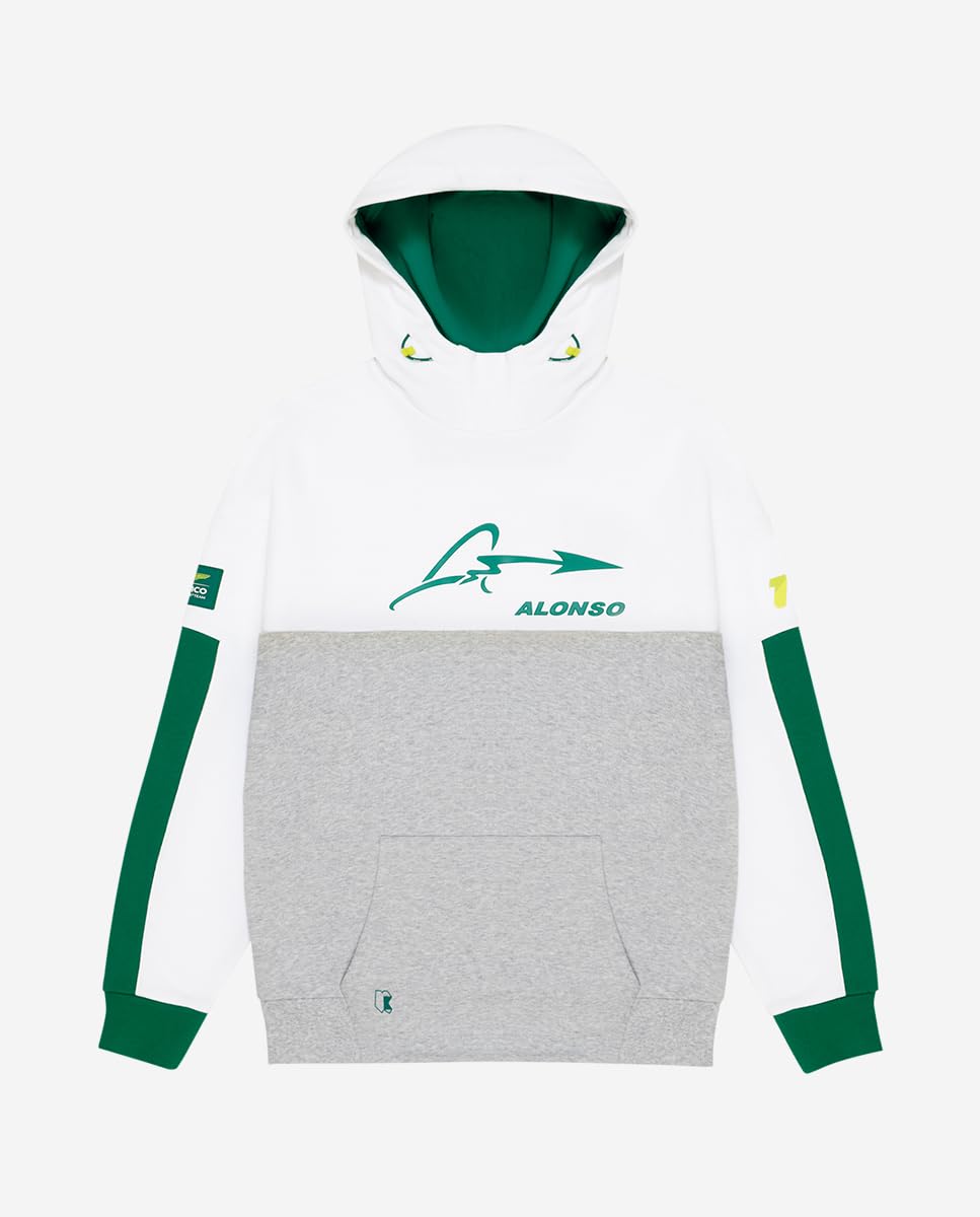 KIMOA - Sudadera Aston Martin F1 Fernando Alonso 2024 - Sudadera Capucha Hombre, Sudadera Invierno Hombre - Algodón BCI - Capucha Ajustable - XXL