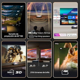 Hisense PL2 - Proyector Laser UHD 4K Smart TV de Tiro Corto, de 80 a 150 Pulgadas, 2400 lumenes, HDR10, Contraste Nativo 3000:1, Dolby Vision, Dolby Atmos, Smooth Motion, Mando Solar