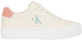 Calvin Klein Sneaker con Suela Vulcanizada Mujer Sneaker Bold Low Top, Multicolor (Creamy White/Rose Tan/Blue Surf), 38