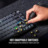 Corsair K65 Plus Wireless 75% RGB Teclado mecánico para Juegos Intercambiable en Caliente - Interruptores lineales Rojos MLX prelubricados - Supresión de Ruido de Doble Capa - Teclas PBT -