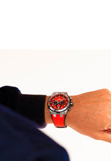 Festina Reloj Hombre F20671/5 Chrono Bike Caja de Acero Inoxidable 316l Plateado Correa de Caucho Rojo