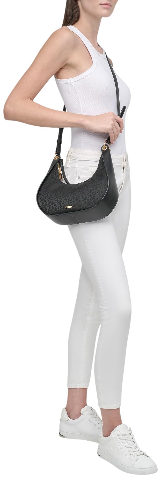 DKNY Abby Hobo Crossbody, Bolso de Mano Mujeres, Jet Blk/Blk