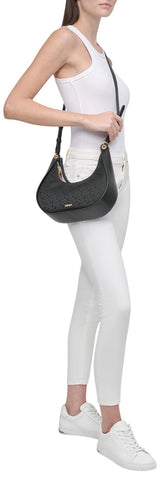 DKNY Abby Hobo Crossbody, Bolso de Mano Mujeres, Jet Blk/Blk