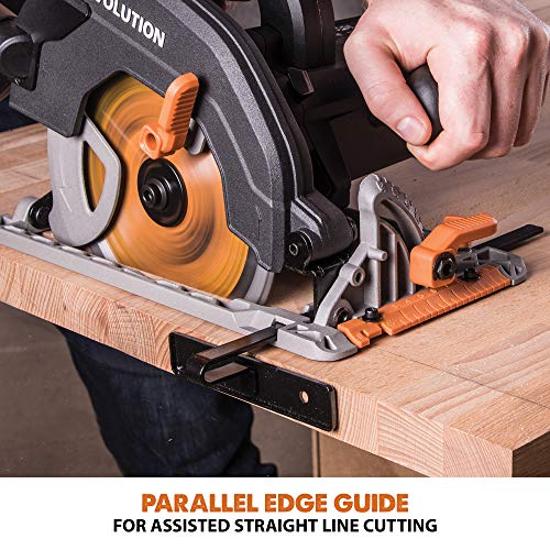 Evolution Power Tools - Sierra circular multimaterial R185CCSX+ con guía compatible (paquete plus con bolsa de transporte), 185 mm, 230 V