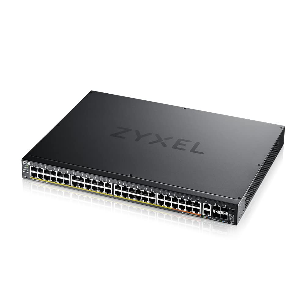 Zyxel 48-Port PoE Gigabit Nebula Cloud Managed/L3 Switch di accesso, 40 x PoE+ & 10 x PoE++ @960W, 6 10G Uplink (2 Copper/4 SFP+) [XGS2220-54FP]