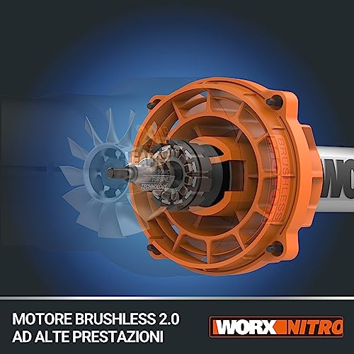 WORX WG585E Soplador de Hojas 40V Máx. (2x20V) Motor sin escobillas, Incluye 2 baterías de 4Ah y Cargador Doble,Tecnología de amplificación de Aire