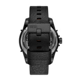 Diesel Reloj para hombre Caged, mecanismo de tres manecillas con fecha, caja de 46 mm de acero inoxidable negro con correa de piel, DZ1948