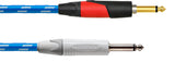CORDIAL - CXI6PP-SKY-SILENT - Cable de guitarra jack Silent tweed azul 6 m, Conectores NEUTRIK 6,35 mm con Silent - Funda textil blanca/azul, Pico