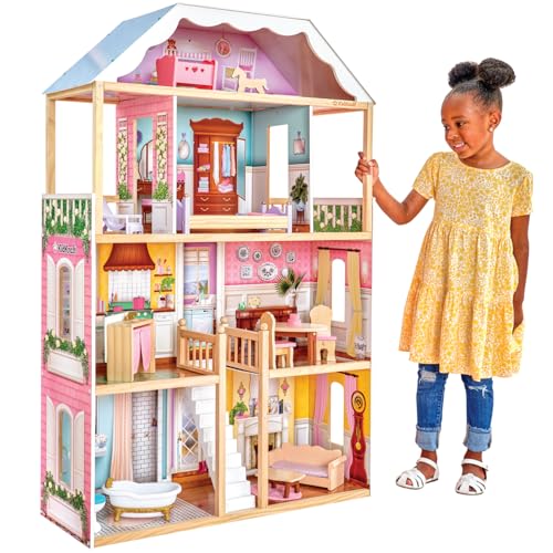 KidKraft Casa de muñecas de Madera Charlotte con Muebles y Accesorios incluidos, Casita de Juguete con 4 Niveles de Juego para muñecas de 30 cm, Juguetes niños y niñas Desde 3 años (65956)