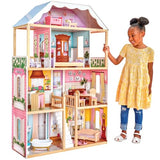 KidKraft Casa de muñecas de Madera Charlotte con Muebles y Accesorios incluidos, Casita de Juguete con 4 Niveles de Juego para muñecas de 30 cm, Juguetes niños y niñas Desde 3 años (65956)