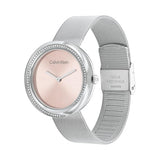 Calvin Klein Reloj Analógico de Cuarzo para Mujer Colección Twist con Correa de Malla de Acero Inoxidable Plateada - 25200149