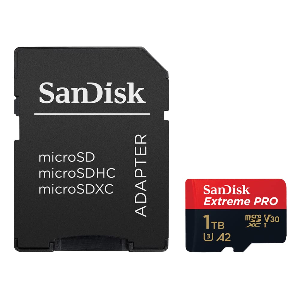 SanDisk Extreme PRO 1TB tarjeta microSDXC + adaptador SD + RescuePro Deluxe, hasta 200 MB/s, con Clase A2 de rendimiento de las aplicaciones UHS-I Class 10 U3 V30