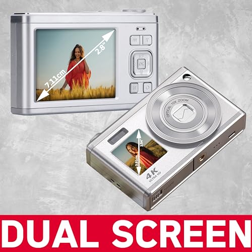 AGFA PHOTO Realishot DC9200 - Cámara Digital Compacta, 24 MP, Video 4K, Zoom Óptico 10X, Pantalla Doble 2.8" + 1.54", Sensor CMOS, Estabilización de Imagen, Batería de Litio - Plata