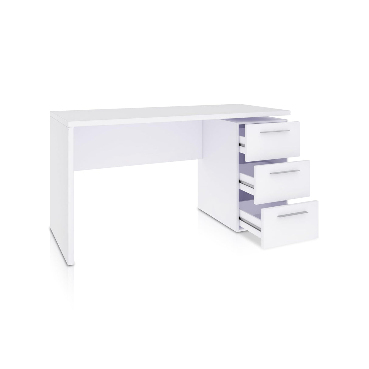 duehome | Mesa de Despacho 3 Cajones, Escritorio, Modelo Sasha, Acabado en Color Blanco Artik, Medidas: 138 (Ancho) x 60 cm (Fondo) x 74 (Alto)