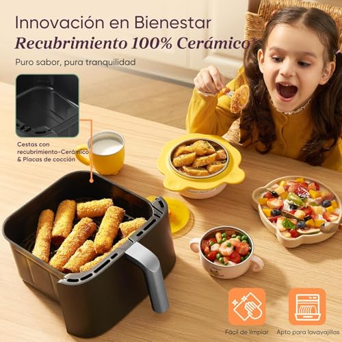 Cosori Turbo Tower Pro Freidora de Aire 10.8L 2630W, Revestimiento Cerámico y Doble Cesta, Tecnología Avanzada con Motor DC y Dual Blaze, Ahorro de Energía y Más Rápida, 7 Funciones, Ahorra de Espacio