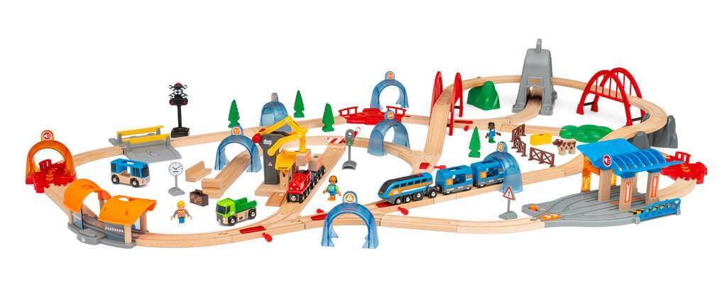 Brio World - Set Deluxe con Túnel de Acción, Smart Tech Sound, BRIO Ferrocarriles, Set de Construcción de Madera, Tren Juguete, Juguetes Niños 3 Años o más, Juegos Educativos 3 Años