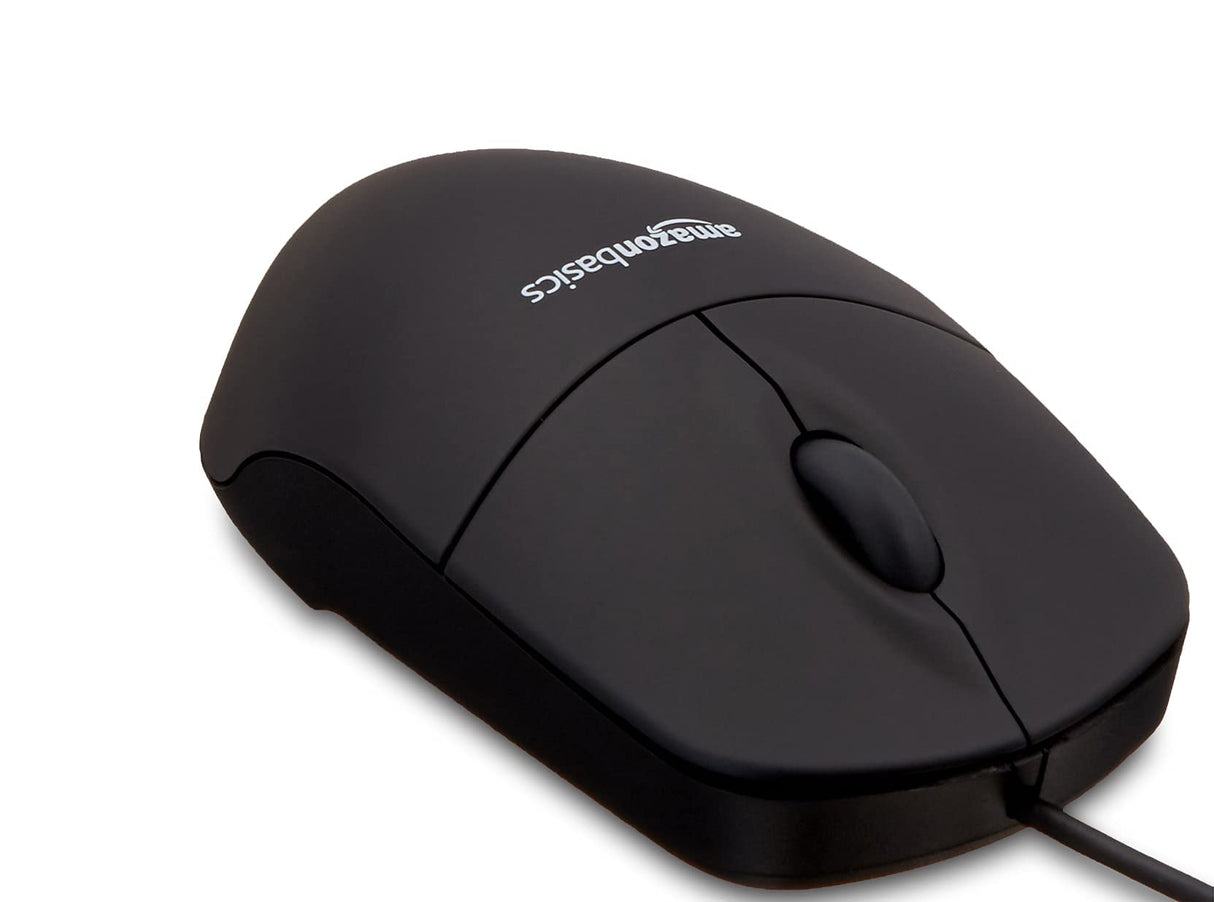 Amazon Basics Paquete de 30 Ratón con 3 Botones y Cable USB (Negro)