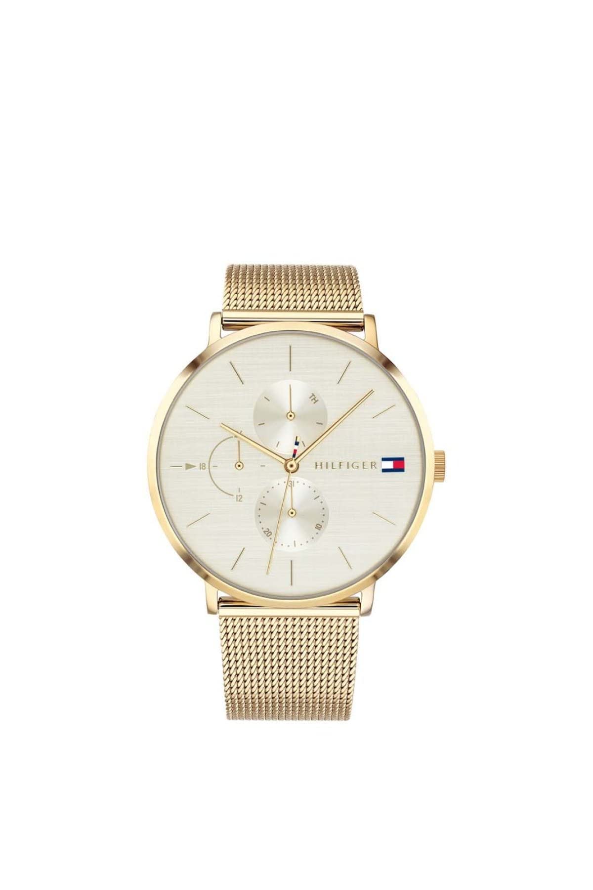 Tommy Hilfiger Reloj Analógico de Cuarzo multifunción para Mujer con Correa de Malla de Acero Inoxidable Dorado - 1781943