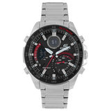 Casio Reloj Solar Hombre 48.00mm con dial Análogico-Digital Negro y Correa de Pulsera de Metal Plata ECB-900DB-1AER