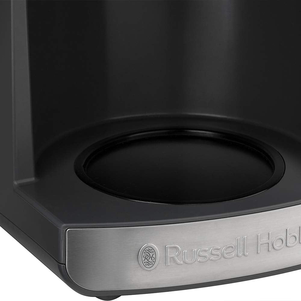 Russell Hobbs Cafetera de Goteo Grind & Brew - 10 Tazas, Jarra Térmica 1L, Molinillo para 250 g, 3 Niveles Molienda, Selector de Intensidad, Programable, Acero Inoxidable, Plata y Negro - 25620-56