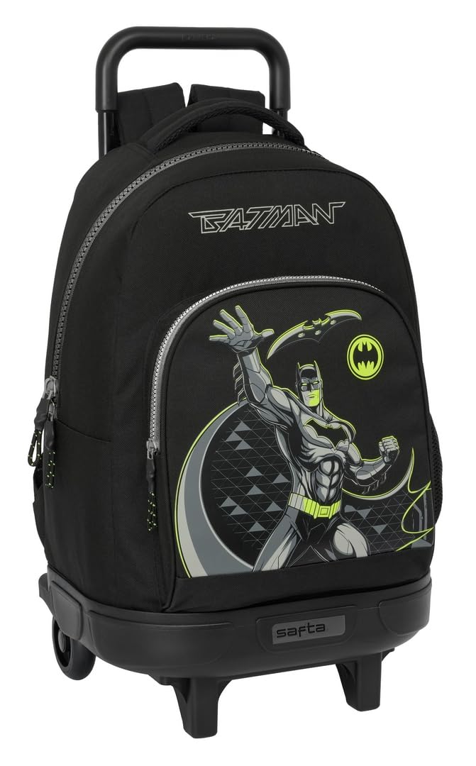 Safta BATMAN GAME OVER - Mochila Grande con Ruedas, Compacta, Extraíble, Ideal para Niños de Diferentes Edades, Cómoda y Versátil, Calidad y Resistencia, 33x22x45 cm