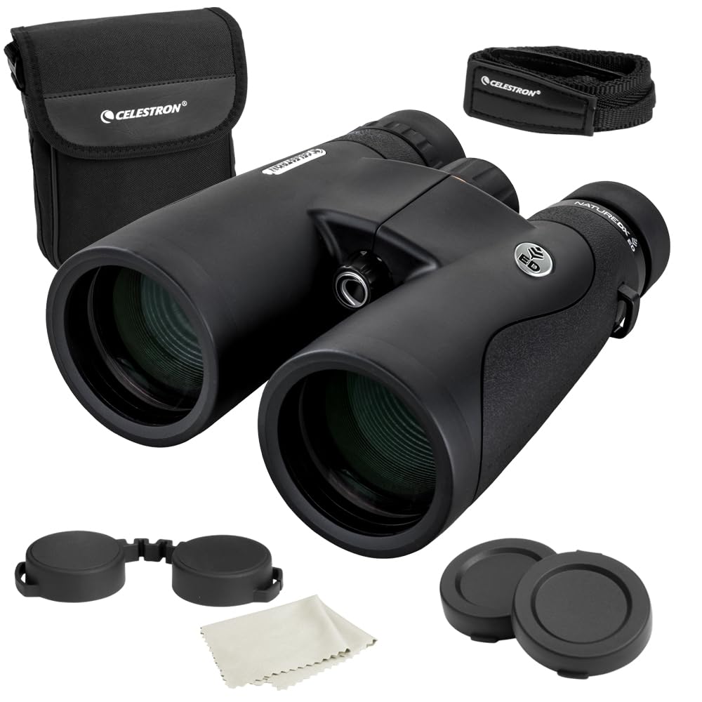 Celestron 72336 Nature DX ED 12x50: prismáticos con lentes objetivo con dispersión baja, exteriores y aves, revestimiento múltiple completo y prismas BaK-4, carcasa revestida resistente al agua y vaho