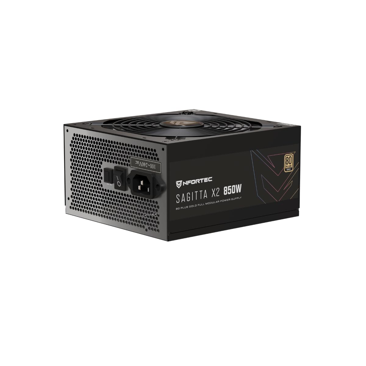 Nfortec Sagitta X2 850W Fuente de alimentación Full Modular 80+ Gold, Ventilador silencioso PCIE 5.1, ATX 3.1, Negro