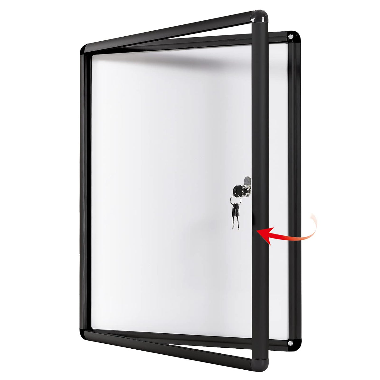 Swansea Tablón de anuncios con llave para 9 Hojas DIN A4丨Tablón de anuncios de Aluminio丨Negro丨Panel de anuncios para comunidad丨98 x 72 cm
