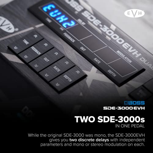 Pedal de delay digital doble edición especial Eddie Van Halen BOSS SDE-3000EVH | 8 auténticos presets de EVH | 2 pedales de delay SDE-3000 integrados