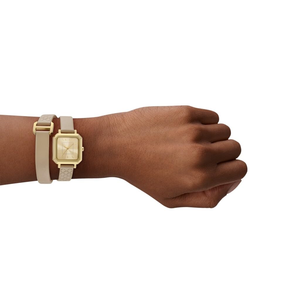 Armani Exchange Orologio da Donna, Quarzo Movimento a tre lancette e cassa da 27 mm con cinturino in Pelle