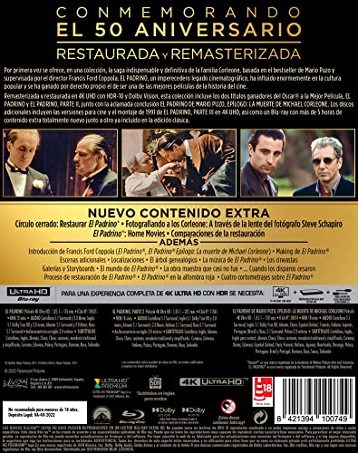 El Padrino (The Godfather) - Trilogia 50 Aniversario (4K UHD + Blu-ray)