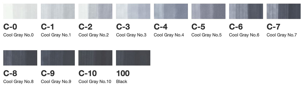 Copic Marker Set - Paquete de 12 rotuladores permanentes (tinta negro), blanco