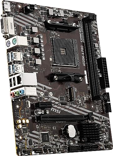 MSI Placa Base para Juegos A520M-A Pro (AMD Ryzen 5000, AM4, DDR4, PCIe 3.0, SATA 6Gb/s, M.2, USB 3.2 Gen 1, DVI/HDMI, Micro-ATX)