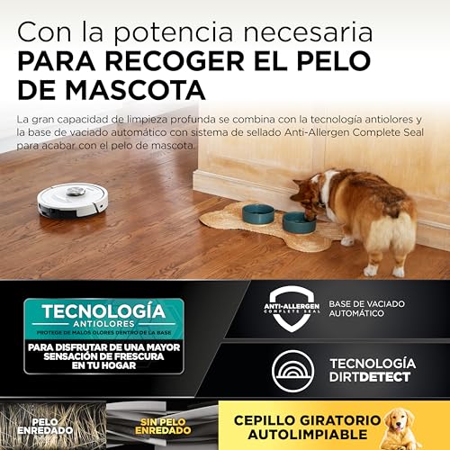 Shark PowerDetect Robot Aspirador, Vaciado automático, navegación 3D y LiDAR, Base antialérgenos, tecnología NeverStuck, para alfombras, Suelos y Pelo de Mascotas, WiFi/App, Blanco, AV2820VEEUWH