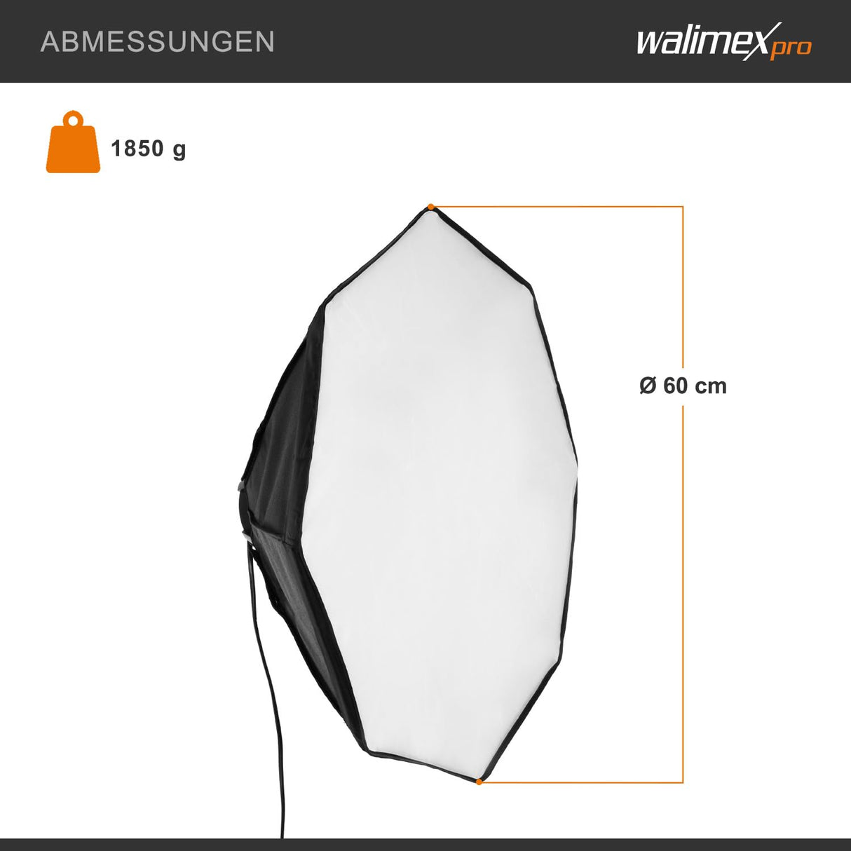 Walimex pro Octagon Softbox Ø 60 cm Incluye 4 Unidades de 35 W Daylight LED (5000 K), difusor y Bolsa a Juego, CRI 90+, Ideal para fotografía y vídeo