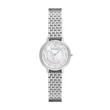 Emporio Armani Reloj Mujer, Movimiento de dos agujas, caja de acero de 28mm con correa de acero, AR2511, Tono plata y blanco perla