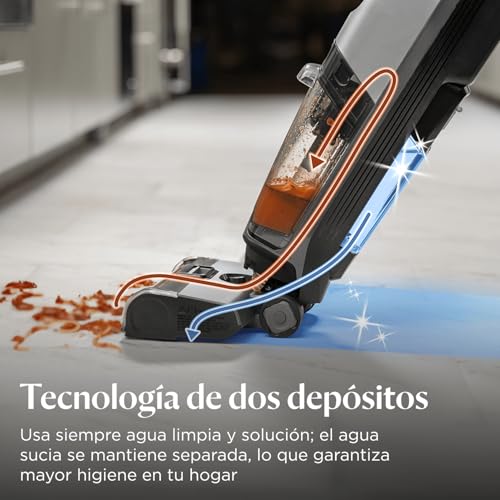 Bissell CrossWave OmniForce Edge, Aspiradora de Mano Sin Cable, Aspirado y Mopa al Mismo Tiempo o Solo Modo Aspirado, Escoba Vertical Potente, Tecnología ZeroGap, 240m² Limpieza Multisuperficie, 4017N