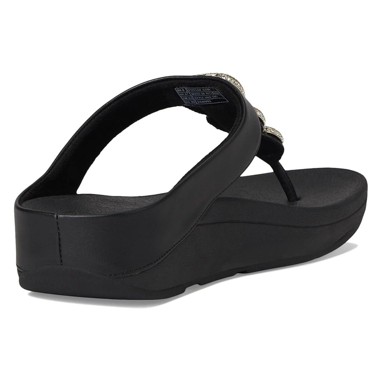 Fitflop Sandalias Fino de Piel con Cadena de Cristal, Mujer, Black, 38 EU