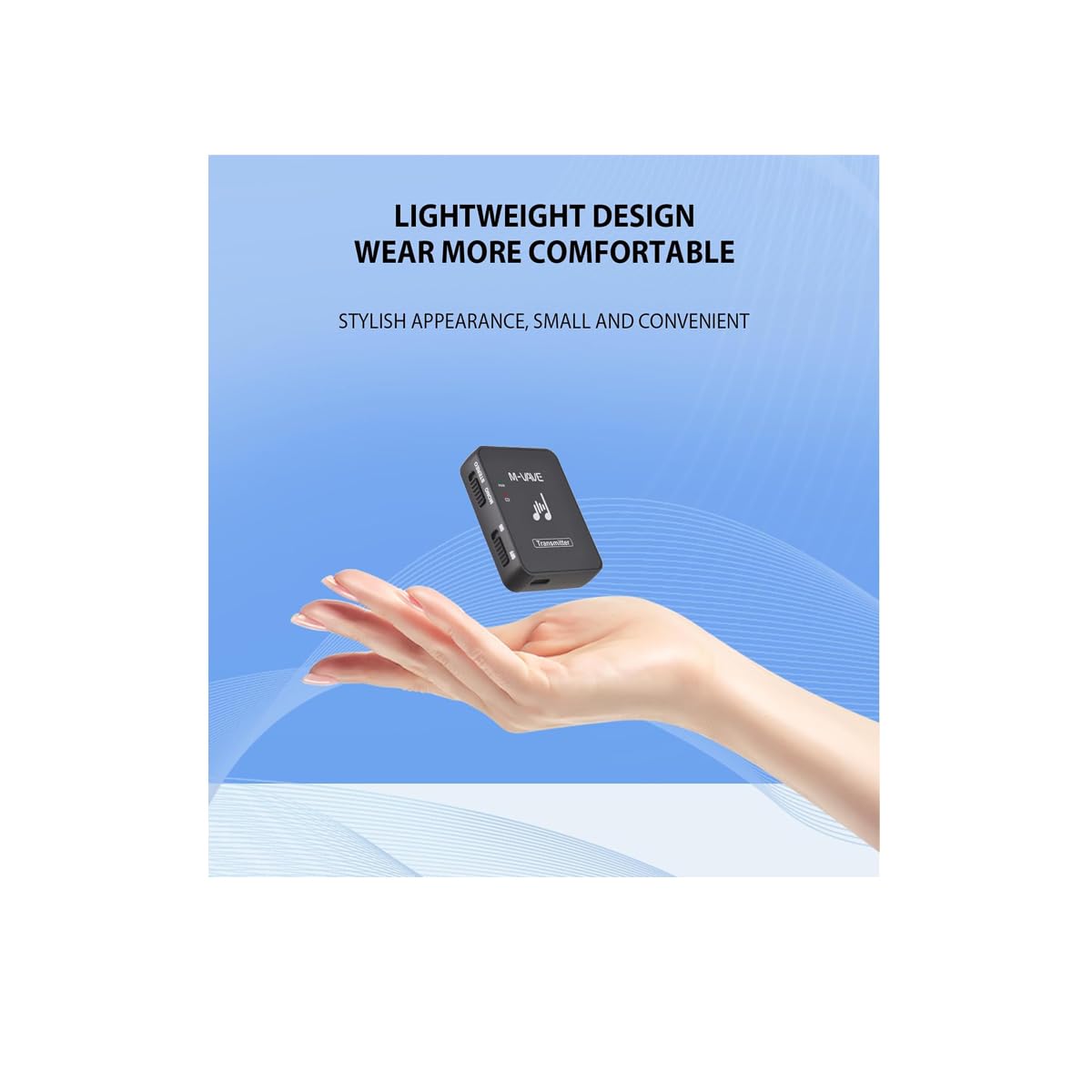 M-Vave WP9 - Sistema de monitorización intrauditivo inalámbrico, transmisor y Receptor de 2,4 GHz, diseño con Clip, Recargable por USB, Negro