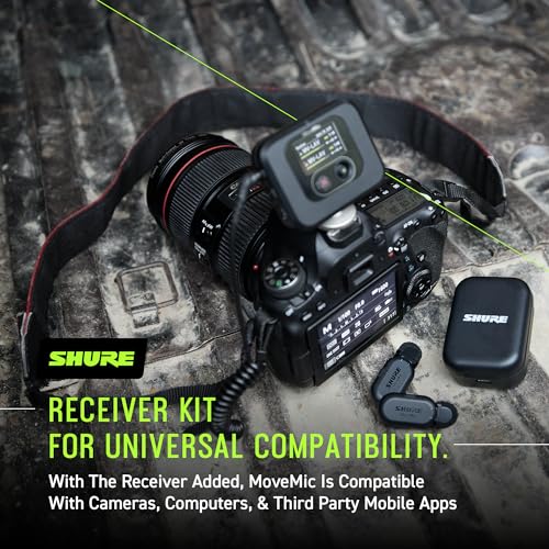 Shure MoveMic Two Kit- Pro Direct to Phone Micrófono inalámbrico Lavalier para iPhone y Android, Bluetooth Mini Mic, Carga de 24 horas, Configuración rápida, IPX4, Portable Clip Lavs (MV-TWO-KIT-Z6)