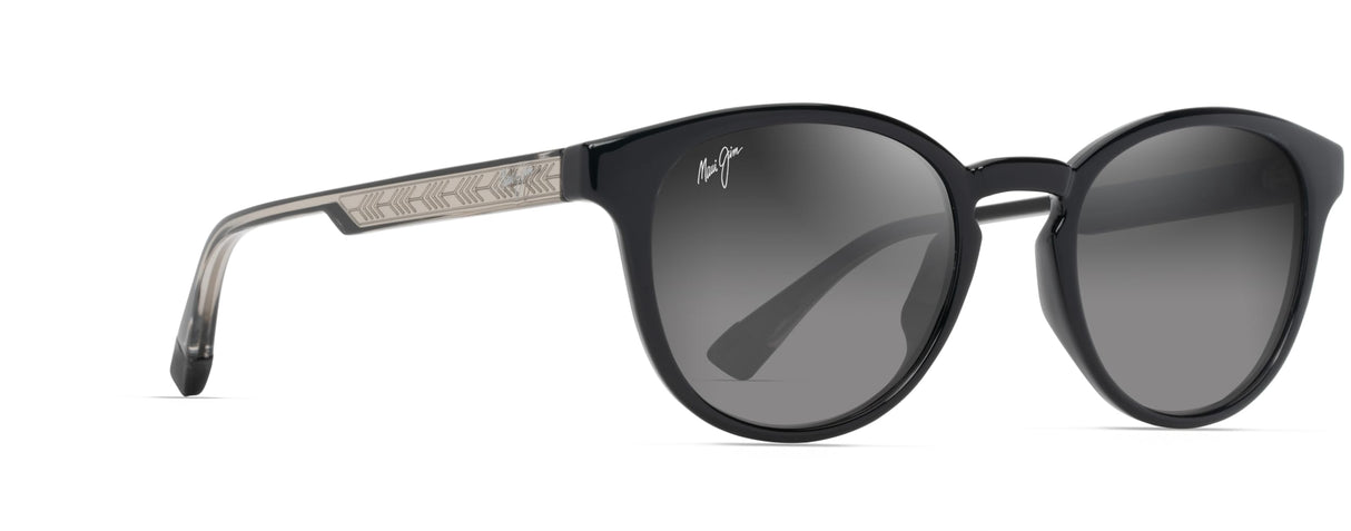 Maui Jim Hiehie Gafas, Shiny Black W/Trans Light Grey, 50-20-145 Unisex Adulto