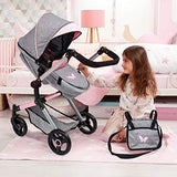 Bayer Design- Cochecito de Muñecas Neo Vario Combolso Cambiador, Convertible, Plegable, Color Vaqueros Grises, Rosa, Mariposa (18433Aa)