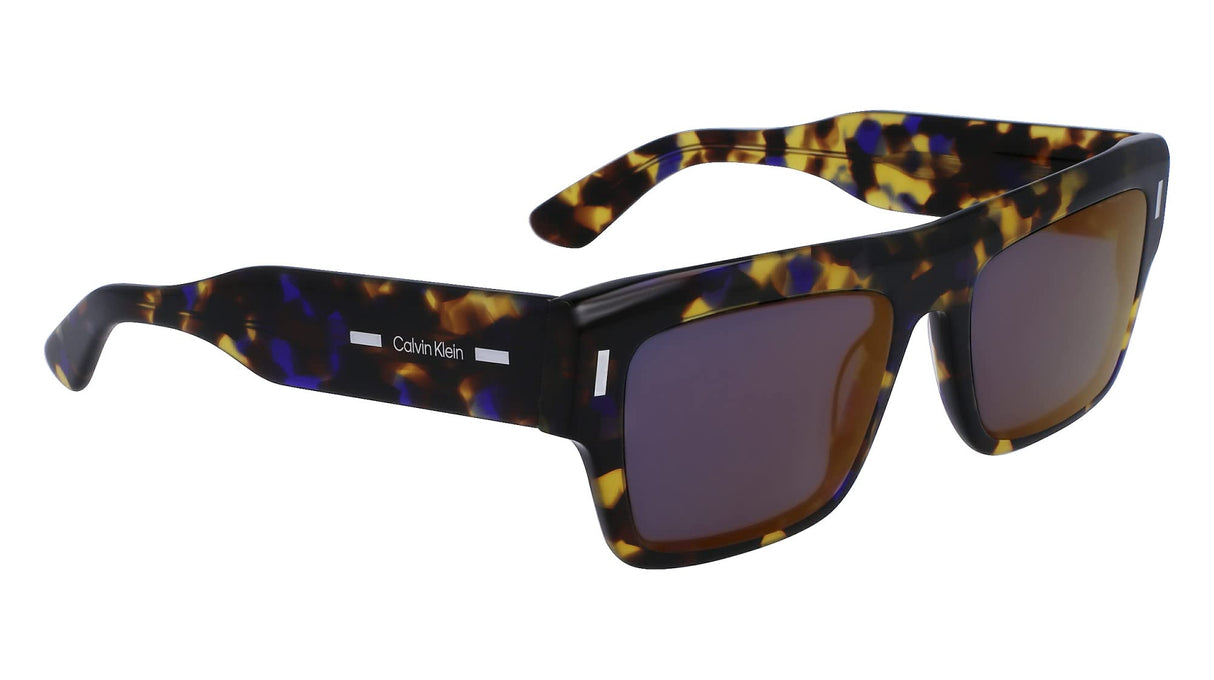 Calvin Klein Unisex Adult Sunglasses CK23504S - Havana Blue with Blue Solid W Gold Flash Ar Green Lens