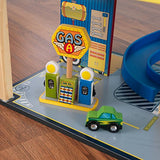KidKraft Garaje y Pista Mega Ramp para niños 3+ años, Parking con Ascensor Funcional, gasolinera, señales de tráfico, 5 Coches de Juguete y un helicóptero (63267)