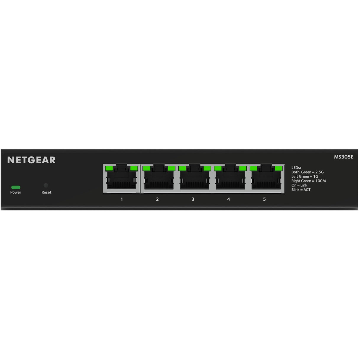 NETGEAR Switch de 5 Puertos Multi-Gigabit Ethernet Plus (MS305E): gestionable, 5 Puertos de 1 G/2, 5 G, Montaje de sobremesa o en Pared