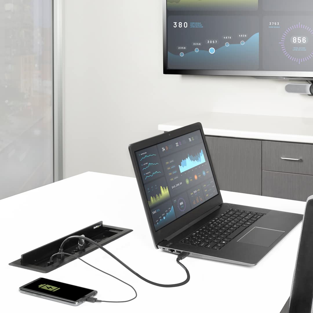 StarTech.com Caja de Conectividad de Dos Módulos para Mesa de Juntas - Alimentación / Carga / AV / Módulos de Conexiones de Portátil