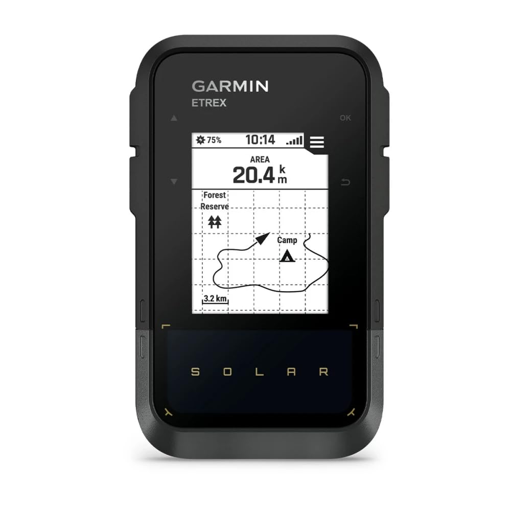 Garmin eTrex Solar, GPS de Mano con Carga Solar, Pantalla 2,2'', Diseño Robusto, Brujula Digital, GPS Multibanda y duración ilimitada de la batería