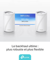 TP-Link Deco BE68 (3-Pack), WiFi 7 Mesh BE14000 Tri-Band, 14 Gbit/s, Ethernet Port up to 10 Gbit/s, Band 6 GHz, Coverage up to 700 m², Compatible with All Fiber Internet Boxes